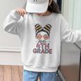 Hello 4th Grade Messy Bun Hair Back To School Girls Graphic Kid Sweatshirt Hello 4th Grade Messy Bun Hair Back To School Girls Graphic Kid Sweatshirt
