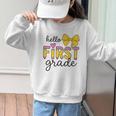 Hello First Grade For Girls Boys Cute Back To School Pencil Graphic Kid Sweatshirt