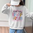 Little Miss Kindergarten Back To School Girls Coquette Bow Graphic Kid Sweatshirt Little Miss Kindergarten Back To School Girls Coquette Bow Graphic Kid Sweatshirt