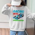 Racing Into Kindergarten Race Car Driver Back To School Performance Graphic Kid Sweatshirt Racing Into Kindergarten Race Car Driver Back To School Performance Graphic Kid Sweatshirt