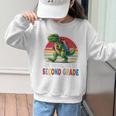 Roaring Into Second Grade T-Rex Back To School 2nd Grade Premium Tri-Blend Graphic Kid Sweatshirt