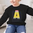 Cute Yellow School Pencil Alphabet Letter A Back To School Graphic Kid Sweatshirt Cute Yellow School Pencil Alphabet Letter A Back To School Graphic Kid Sweatshirt
