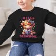 Hello Preschool Cute Highland Cow Lover Back To School Graphic Kid Sweatshirt Hello Preschool Cute Highland Cow Lover Back To School Graphic Kid Sweatshirt