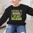 Middle School Level Unlocked Gamer Back To School Graphic Kid Sweatshirt Middle School Level Unlocked Gamer Back To School Graphic Kid Sweatshirt