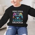 Middle School Level Unlocked Gamer First Day Back To School Graphic Kid Sweatshirt Middle School Level Unlocked Gamer First Day Back To School Graphic Kid Sweatshirt