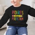 Motivational Quotes Back To School Progress Over Perfection Graphic Kid Sweatshirt Motivational Quotes Back To School Progress Over Perfection Graphic Kid Sweatshirt