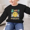 Peace Love Kindergarten Smile Face Hippie Back To School Graphic Kid Sweatshirt