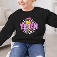 Retro Checkered Teach Pencil Lightning Back To School Graphic Kid Sweatshirt Retro Checkered Teach Pencil Lightning Back To School Graphic Kid Sweatshirt