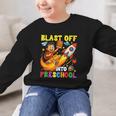 Rocket Blast Off Into Preschool Back To School Graphic Kid Sweatshirt Rocket Blast Off Into Preschool Back To School Graphic Kid Sweatshirt