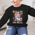 Second Grade Back To School First Day Girls Rollin Unicorn Graphic Kid Sweatshirt
