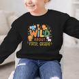 Wild About First Grade Safari Jungle Animals Back To School Graphic Kid Sweatshirt