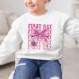 First Day Of School Girls Coquette Bow Back To School Performance Graphic Kid Sweatshirt First Day Of School Girls Coquette Bow Back To School Performance Graphic Kid Sweatshirt