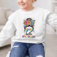 Hello 4th Grade Messy Bun Girls Back To School First Day Graphic Kid Sweatshirt Hello 4th Grade Messy Bun Girls Back To School First Day Graphic Kid Sweatshirt
