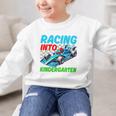 Racing Into Kindergarten Race Car Driver Back To School Performance Graphic Kid Sweatshirt Racing Into Kindergarten Race Car Driver Back To School Performance Graphic Kid Sweatshirt