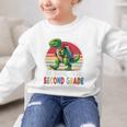 Roaring Into Second Grade T-Rex Back To School 2nd Grade Premium Tri-Blend Graphic Kid Sweatshirt