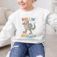 T Rex Rollin Into Kindergarten Back To School First Day Boys Graphic Kid Sweatshirt T Rex Rollin Into Kindergarten Back To School First Day Boys Graphic Kid Sweatshirt