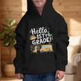 Cute Hello 1st Grade Dinosaur School Back To School Dino Bus Graphic Kid Hoodie Cute Hello 1st Grade Dinosaur School Back To School Dino Bus Graphic Kid Hoodie