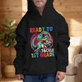 First Day Back To School 1st Grade Boys Football Dinosaur Graphic Kid Hoodie