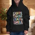 Lights Camera Teach Smile Back To School Awesome Learners Graphic Kid Hoodie Lights Camera Teach Smile Back To School Awesome Learners Graphic Kid Hoodie