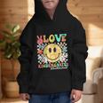 Peace Love Kindergarten Smile Face Back To School Girls Kids Graphic Kid Hoodie Peace Love Kindergarten Smile Face Back To School Girls Kids Graphic Kid Hoodie