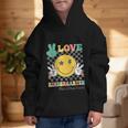 Peace Love Kindergarten Smile Face Hippie Back To School Graphic Kid Hoodie Peace Love Kindergarten Smile Face Hippie Back To School Graphic Kid Hoodie