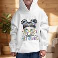 Hello 1st Grade Messy Bun Girl Back To School First Day Graphic Kid Hoodie