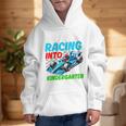 Racing Into Kindergarten Race Car Driver Back To School Performance Graphic Kid Hoodie Racing Into Kindergarten Race Car Driver Back To School Performance Graphic Kid Hoodie