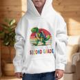 Roaring Into Second Grade T-Rex Back To School 2nd Grade Premium Tri-Blend Graphic Kid Hoodie