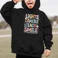 Lights Camera Teach Smile Back To School Awesome Learners Graphic Kid Hoodie Lights Camera Teach Smile Back To School Awesome Learners Graphic Kid Hoodie