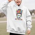 Hello 4th Grade Messy Bun Girls Back To School First Day Graphic Kid Hoodie Hello 4th Grade Messy Bun Girls Back To School First Day Graphic Kid Hoodie