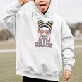 Hello 4th Grade Messy Bun Hair Back To School Girls Graphic Kid Hoodie
