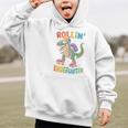 T Rex Rollin Into Kindergarten Back To School First Day Boys Graphic Kid Hoodie
