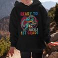 First Day Back To School 1st Grade Boys Football Dinosaur Graphic Kid Hoodie