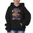 I'm Ready To Crush First Grade Dinosaur Truck Back To School Graphic Kid Hoodie I'm Ready To Crush First Grade Dinosaur Truck Back To School Graphic Kid Hoodie