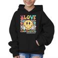 Peace Love Kindergarten Smile Face Back To School Girls Kids Graphic Kid Hoodie Peace Love Kindergarten Smile Face Back To School Girls Kids Graphic Kid Hoodie