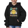 Peace Love Preschool Smile Face Back To School PRESCHOOL Graphic Kid Hoodie Peace Love Preschool Smile Face Back To School PRESCHOOL Graphic Kid Hoodie