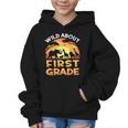 Wild About First Grade Zoo Animals Back To School Safari Graphic Kid Hoodie Wild About First Grade Zoo Animals Back To School Safari Graphic Kid Hoodie