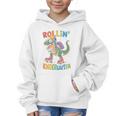 T Rex Rollin Into Kindergarten Back To School First Day Boys Graphic Kid Hoodie