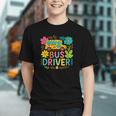 Groovy Boho Leopard Bus Driver Back to School Youth T-Shirt