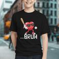Valentines Bruh Red Heart Playing Baseball Men Boys Kids Graphic Youth