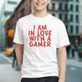 I Am In Love With A Gamer Cute Valentines Day Gamer Couple Raglan Baseball Tee Graphic Youth
