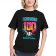 HUGvyn I Survived 100 Days Baseball Teacher Ice Cream Drip Graphic Youth