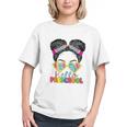 Groovy Tie Dye Preschool Messy Bun Back to School Youth T-Shirt Groovy Tie Dye Preschool Messy Bun Back to School Youth T-Shirt