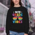 10th Grade Back To School Sunglasses Vibes Retro First Day Youth Crewneck Sweatshirt