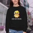 Back To School Chick With Brains Smart Intelligent Girls Youth Crewneck Sweatshirt Back To School Chick With Brains Smart Intelligent Girls Youth Crewneck Sweatshirt