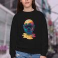 Baseball Catcher Mask Ice Cream Dripping Baseball Fan Boys Youth Crewneck Sweatshirt