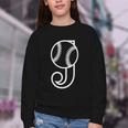 Baseball Sport Player Monogram Cool Initial Letter J Youth Crewneck Sweatshirt