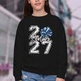 Class Of 2027 Cheer Blue Senior 2027 Back To School Youth Crewneck Sweatshirt Class Of 2027 Cheer Blue Senior 2027 Back To School Youth Crewneck Sweatshirt