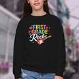 First Grade Rocks Colorful Back To School Guitar Youth Crewneck Sweatshirt First Grade Rocks Colorful Back To School Guitar Youth Crewneck Sweatshirt