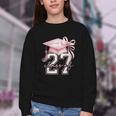 Girls Class Of 2027 Back To School Senior 2027 Coquette Bow Youth Crewneck Sweatshirt